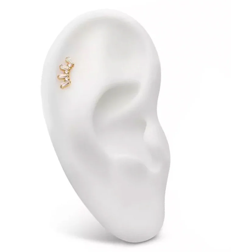 24kt Gold PVD Sequential Clear CZ Internally Threaded Titanium Top - Image 3