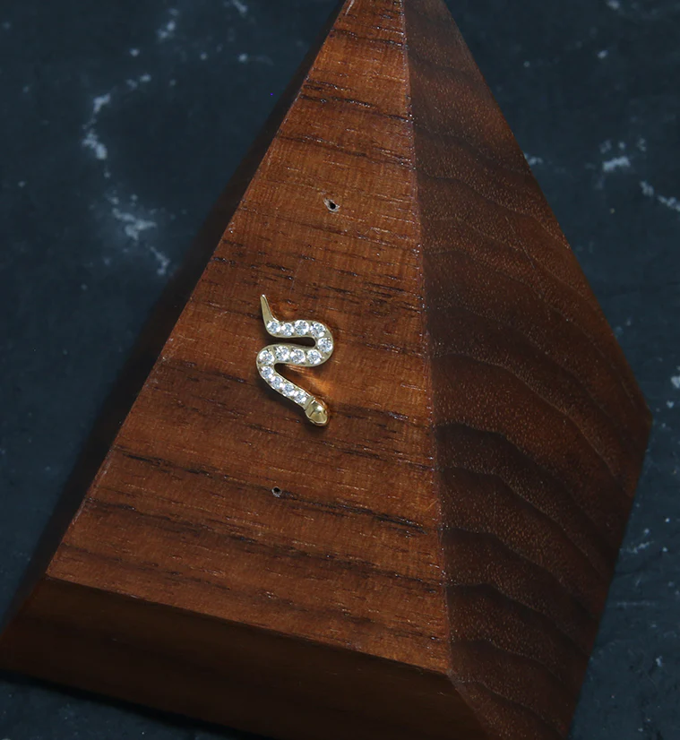 24kt Gold PVD Serpent CZ Threadless Titanium Top - Image 2