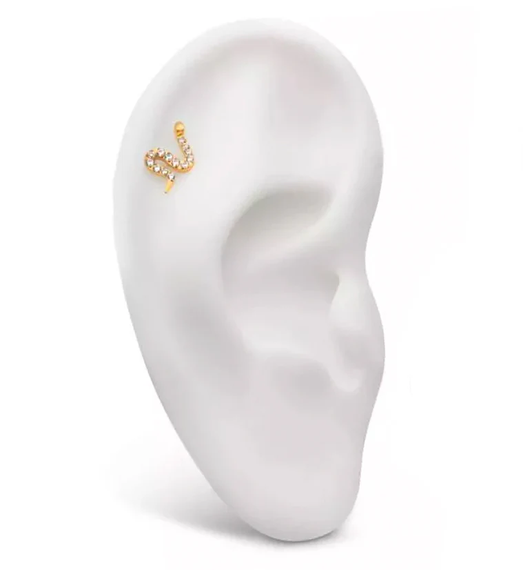 24kt Gold PVD Serpent CZ Threadless Titanium Top - Image 3