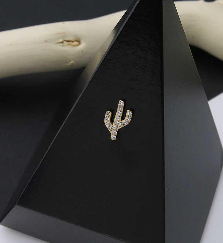 24kt Gold PVD Titanium Cactus Threadless Top - Image 2
