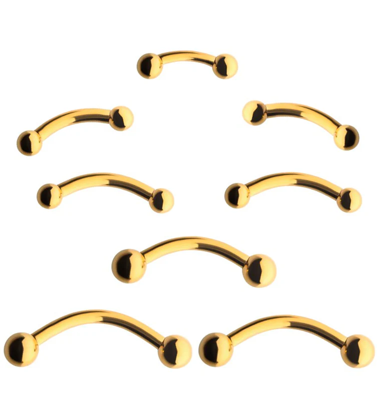 24kt Gold PVD Titanium Curved Barbell - Image 3
