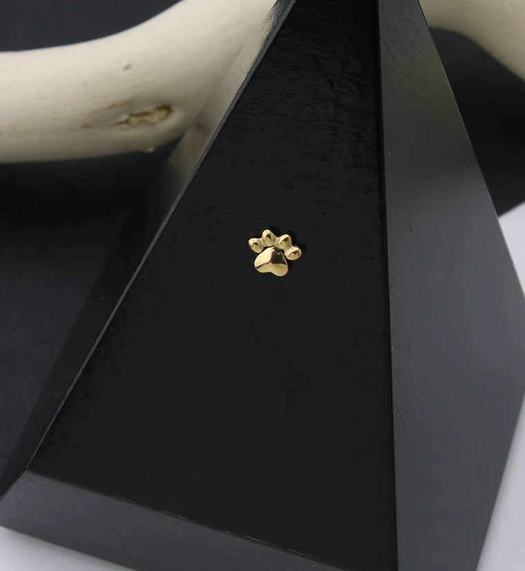 24kt Gold PVD Titanium Paw Print Threadless Top - Image 2