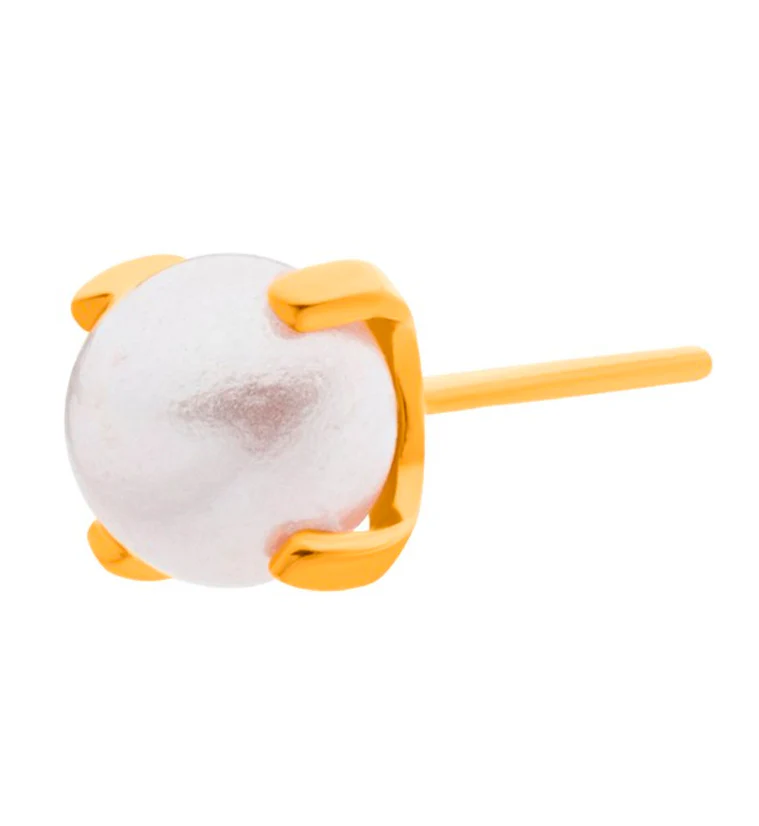 24kt Gold PVD Titanium White Pearl Threadless Top