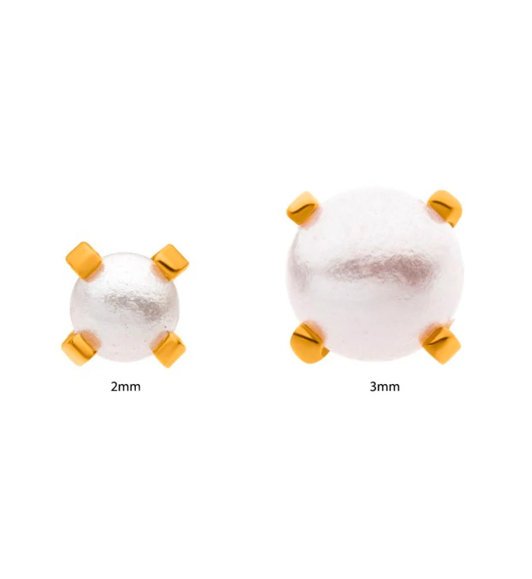 24kt Gold PVD Titanium White Pearl Threadless Top - Image 2