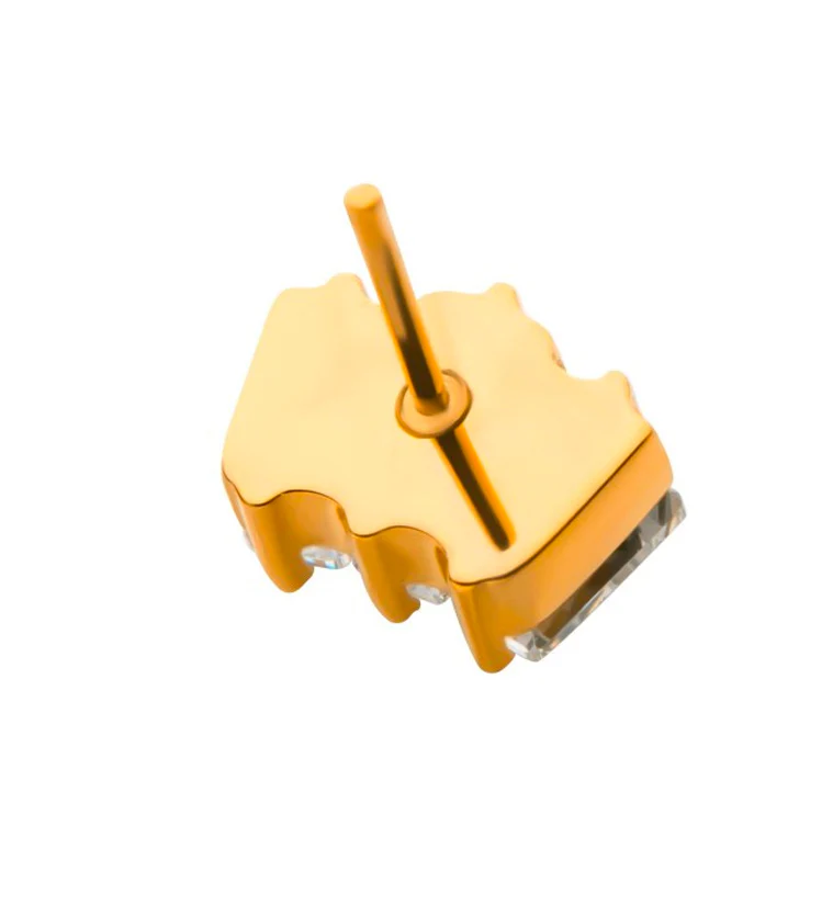 24kt Gold PVD Trinal CZ Threadless Titanium Top - Image 2