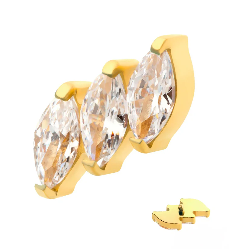 24kt Gold Decline CZ Internally Threaded Titanium Top