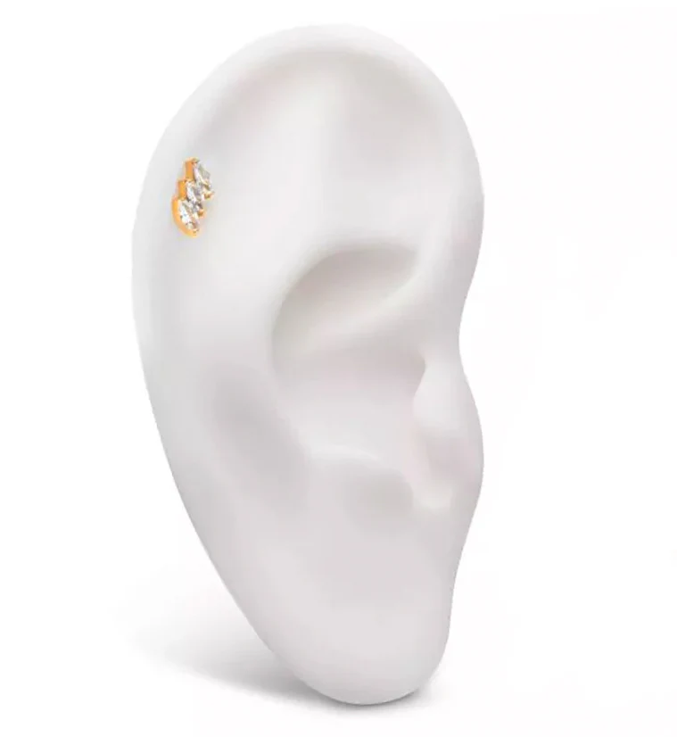 24kt Gold Decline CZ Internally Threaded Titanium Top - Image 3