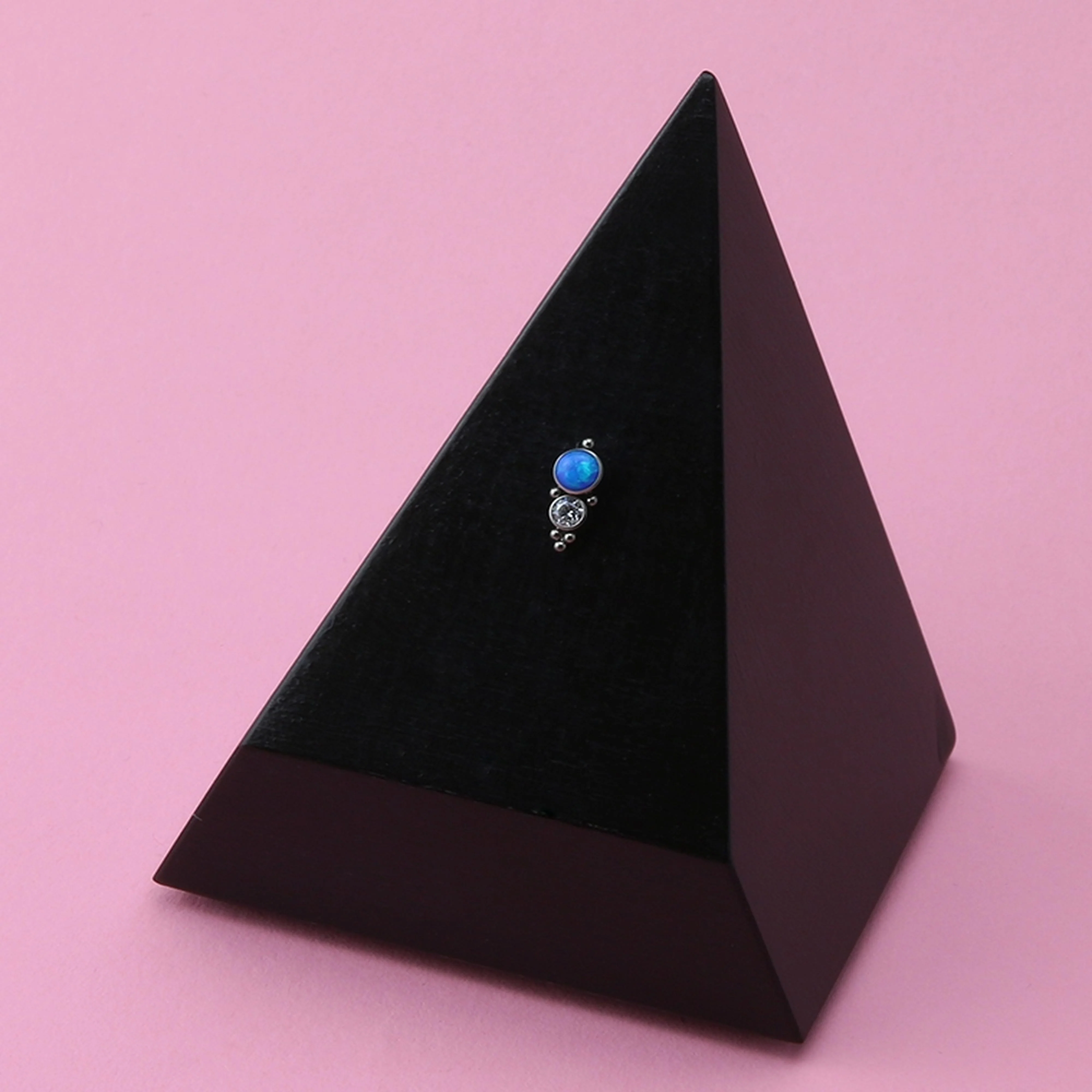 50-50 Blue Opalite & CZ Titanium Threadless Top - Image 3