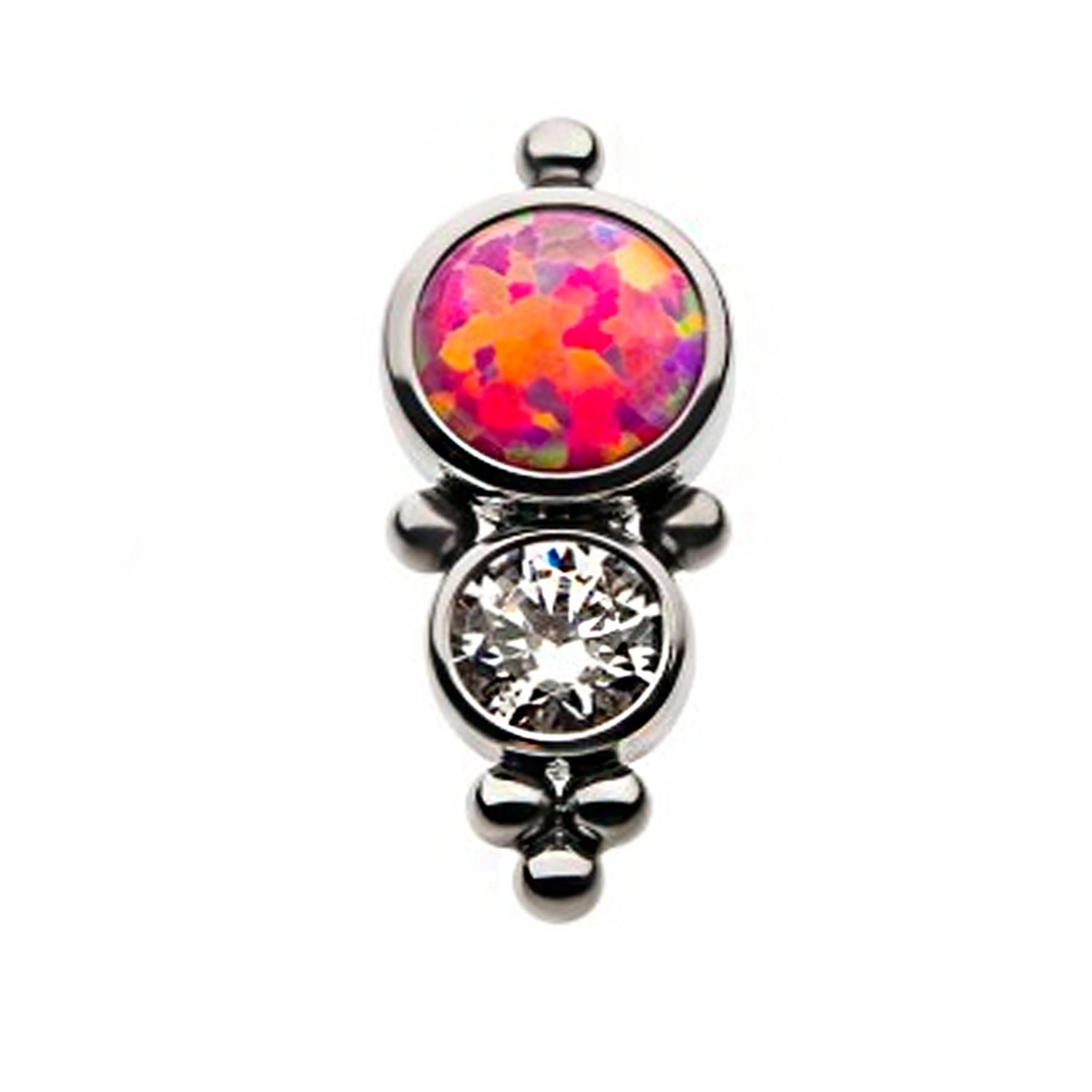 50-50 Pink Opalite & CZ Titanium Threadless Top