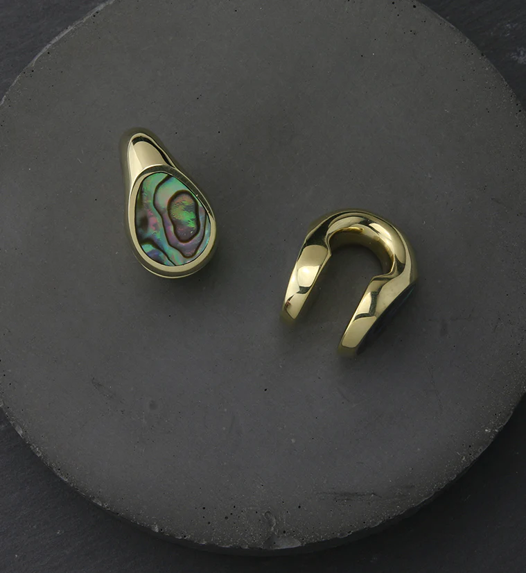 Abalone Keyhole Brass Ear Weights - Image 2
