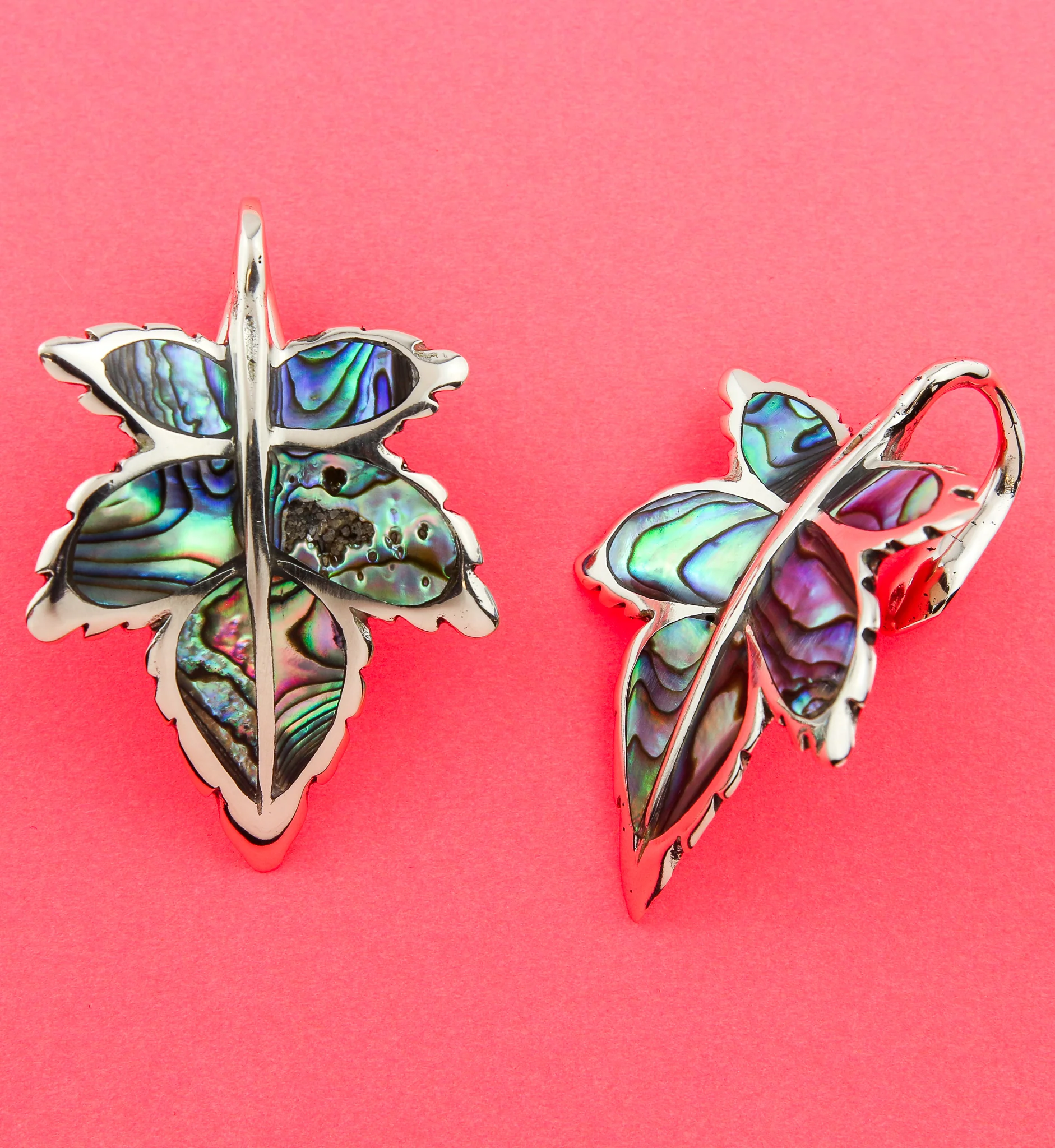 Abalone Leaf White Brass Ear Weights - Image 2