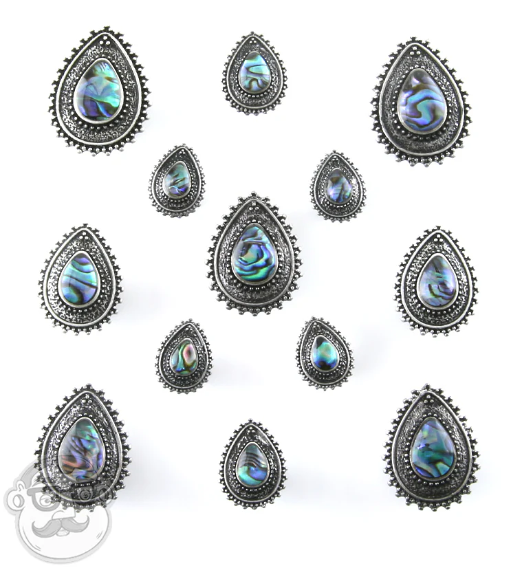 Abalone Teardrop Plate Steel Plugs - Image 3