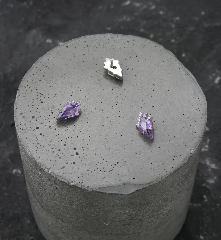 Adorn Amethyst CZ Internally Threaded Titanium Top - Image 2