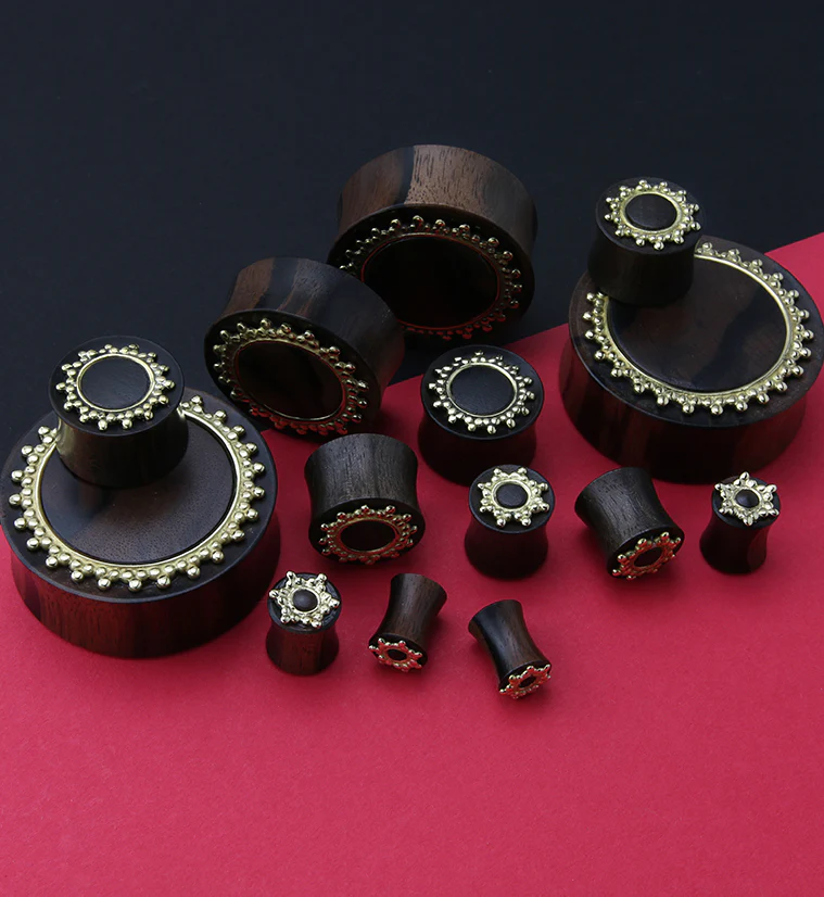 Adorn Brass Inlay Areng Wood Plugs - Image 2