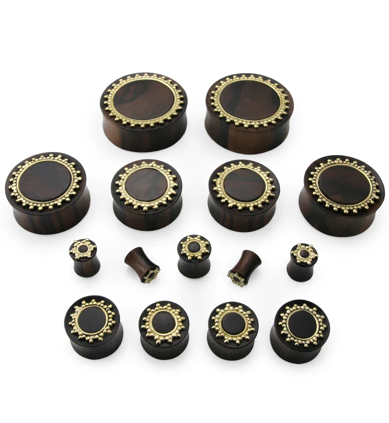 Adorn Brass Inlay Areng Wood Plugs - Image 4