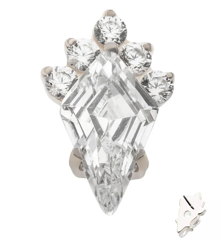 Adorn Clear CZ Threadless Titanium Top