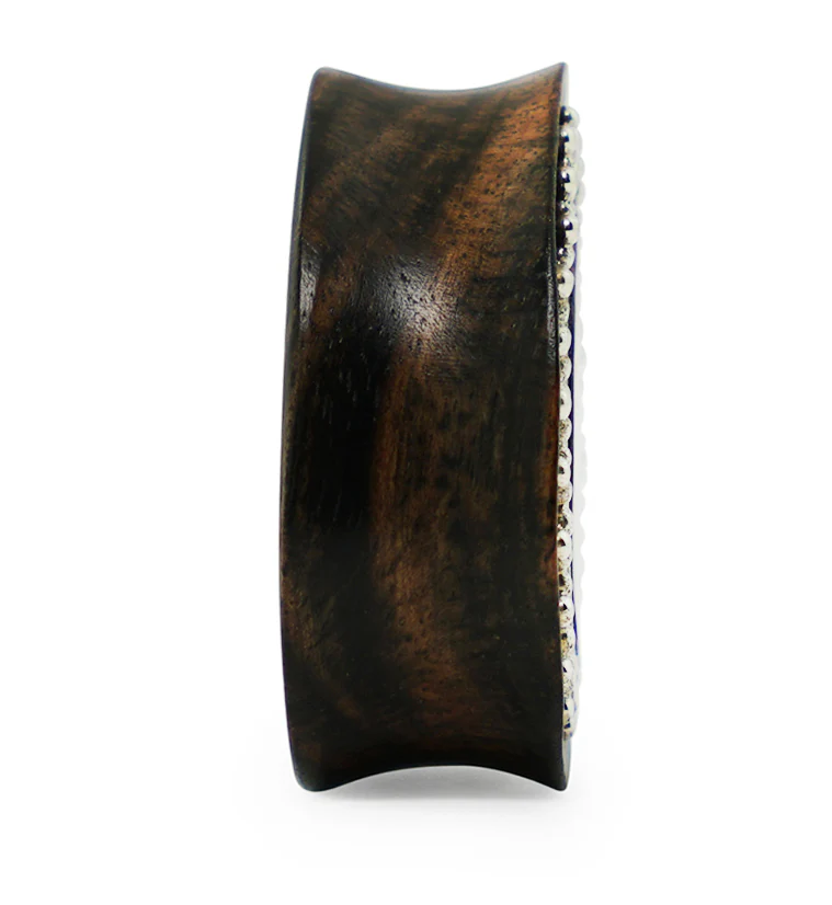 Adorn White Brass Inlay Areng Wood Teardrop Plugs - Image 4