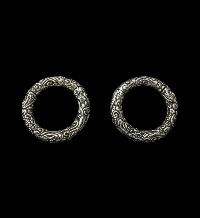 Adorned White Brass Hinged Ear Weights