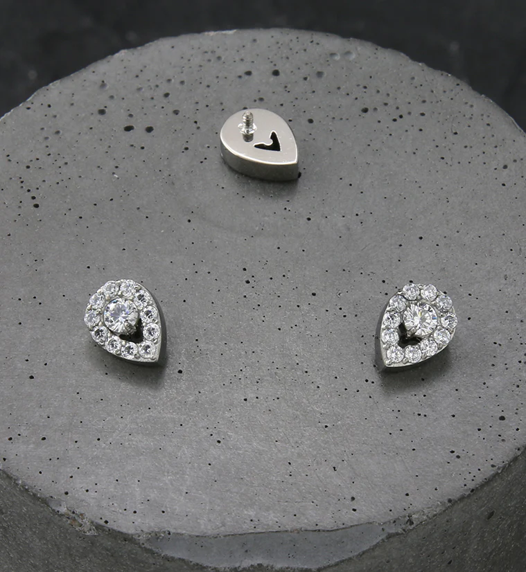 Allay Teardrop CZ Internally Threaded Titanium Top - Image 2
