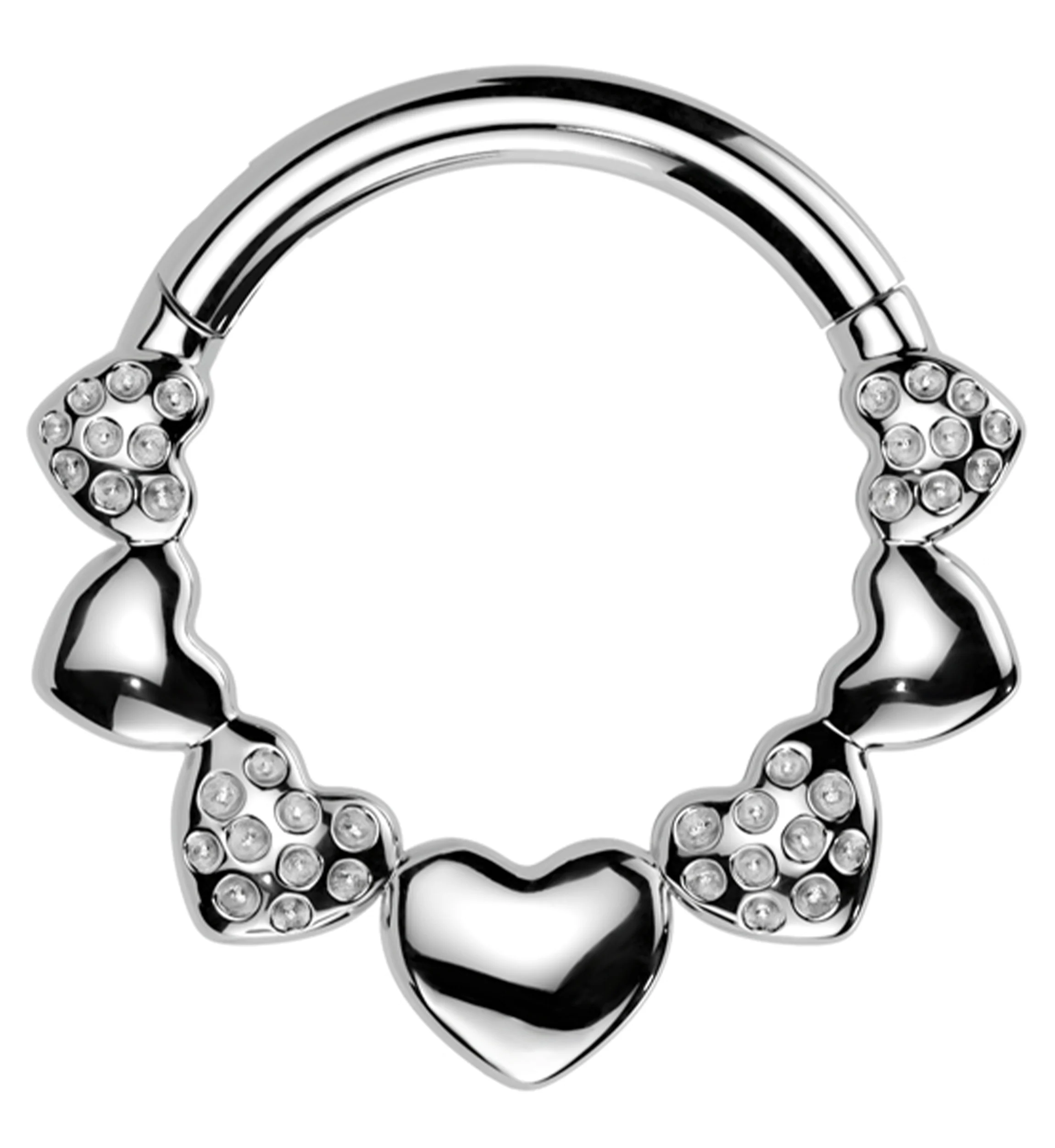 Hammerd Heart Stainless Steel Hinged Segment Ring