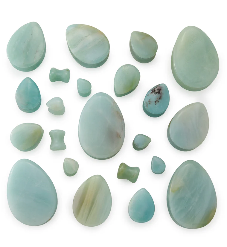 Amazonite Stone Teardrop Plugs - Image 2
