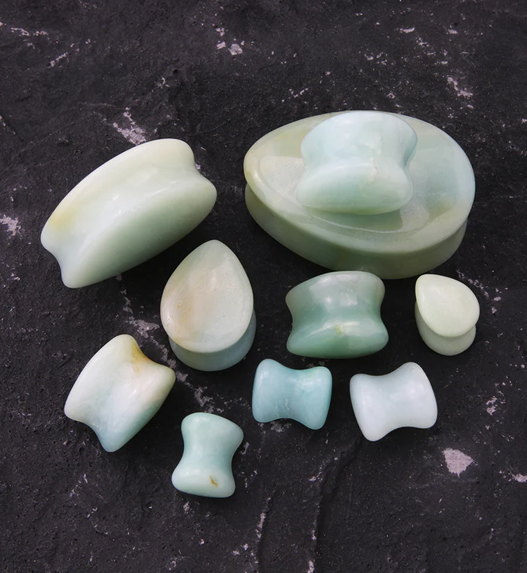 Amazonite Stone Teardrop Plugs - Image 3