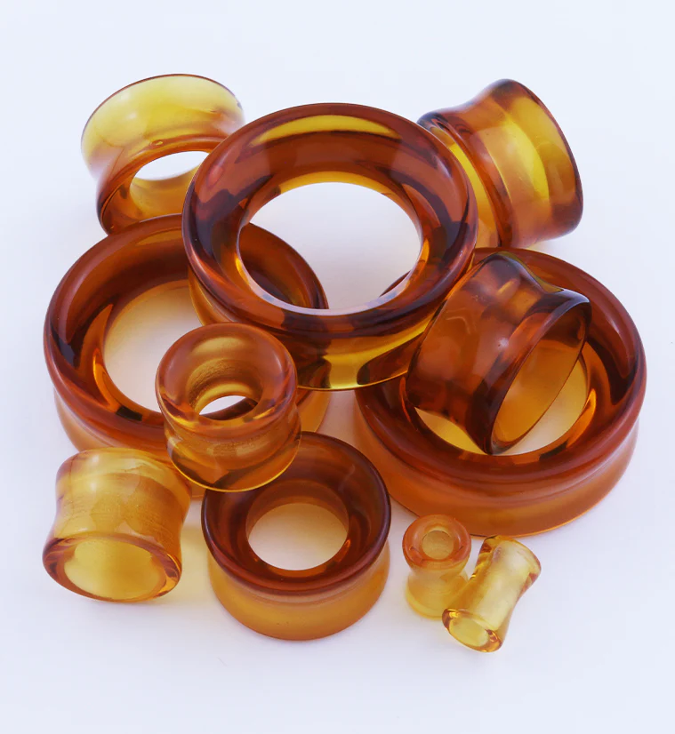 Amber Glass Tunnel Plugs - Image 3