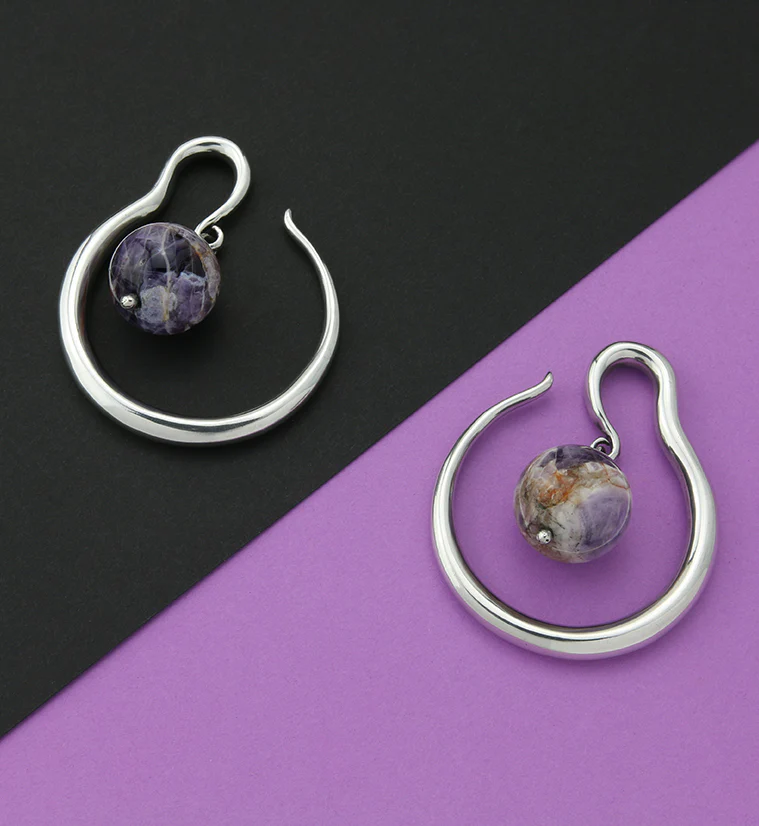 Amethyst Orbital White Brass Ear Weights - Image 2