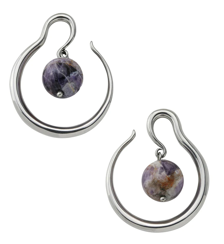 Amethyst Orbital White Brass Ear Weights - Image 3