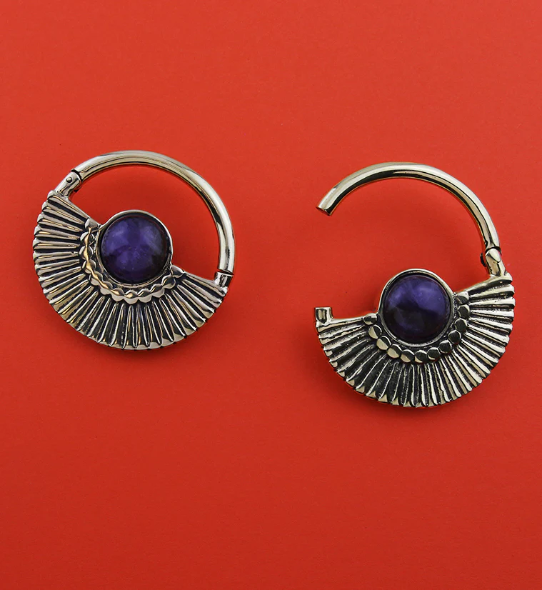 Amethyst Pinna Brass Hinged Ear Weights - Image 2