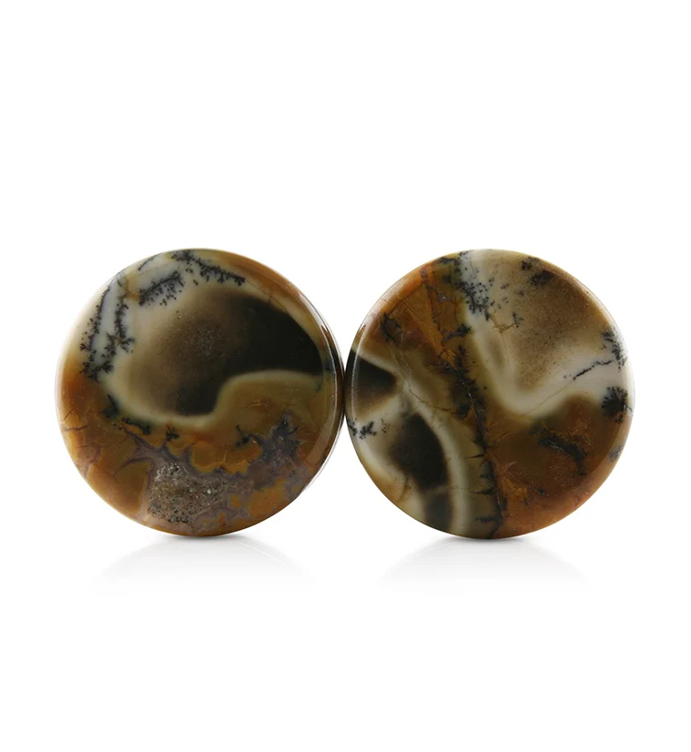 Amethyst Sage Dendritic Chalcedony Stone Plugs 3-4" (19mm) Version 2