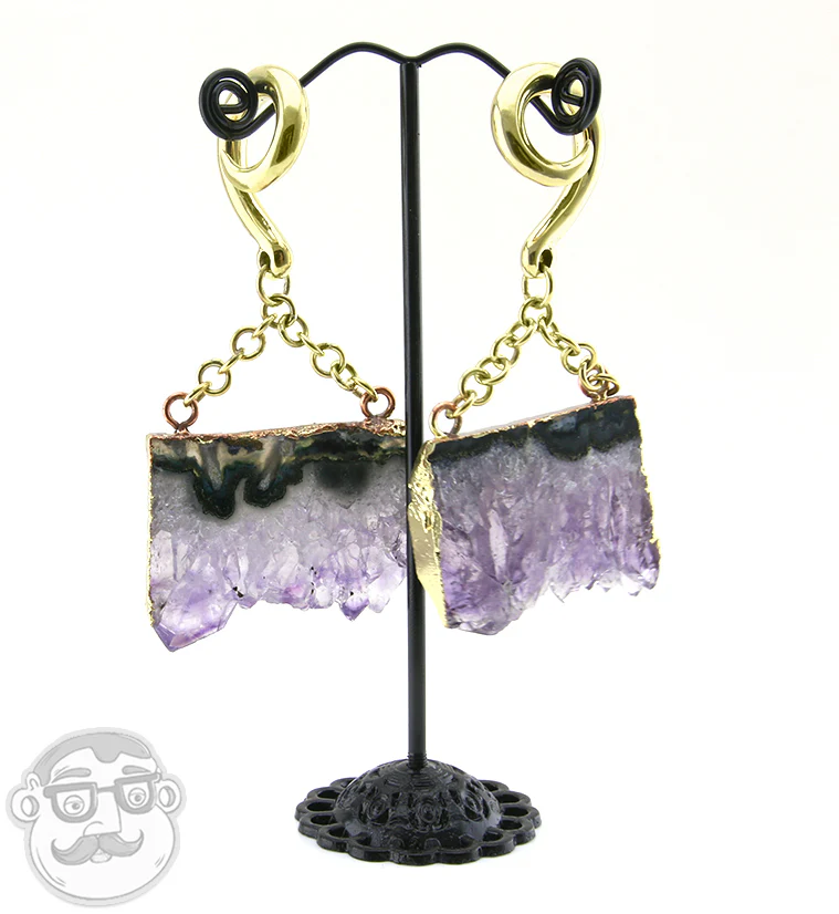 Amethyst Slice Brass Hangers - Image 2