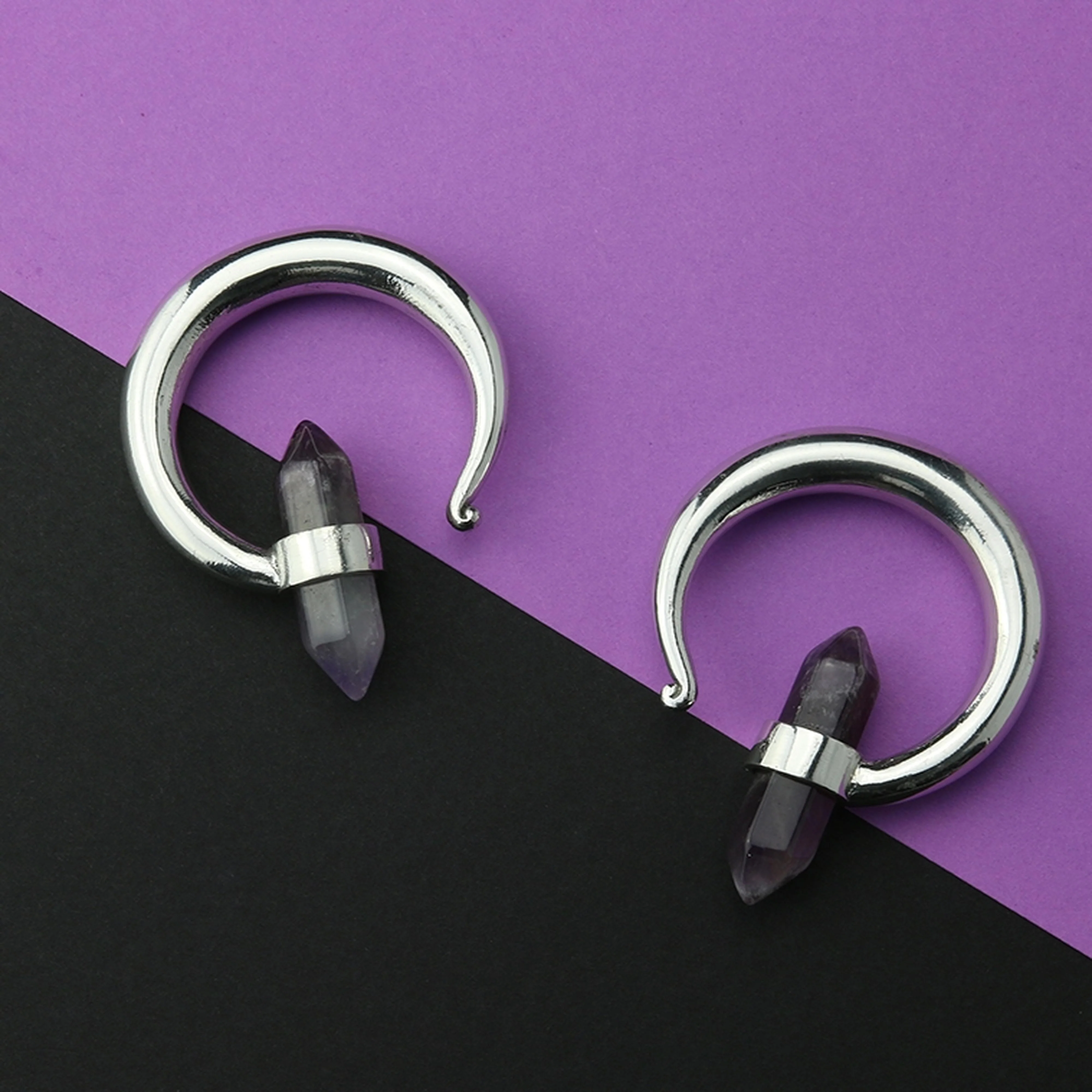 Amethyst Solitary Brass Ear Weights - Image 2