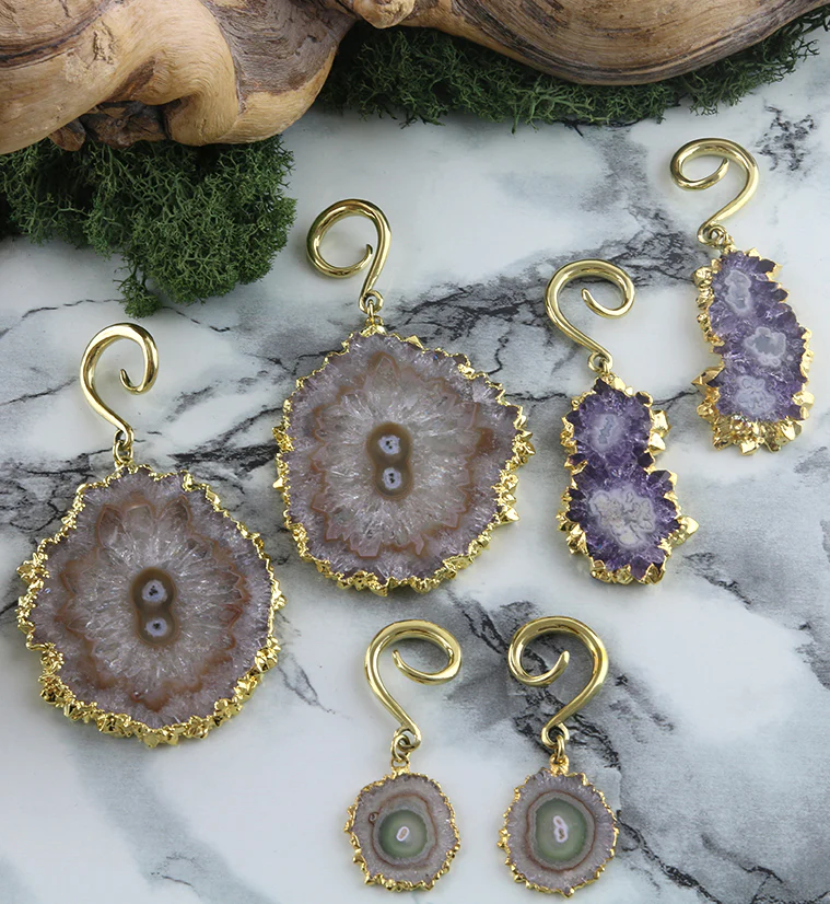 Amethyst Stalactite Brass Ear Weights Version 29 - Image 2