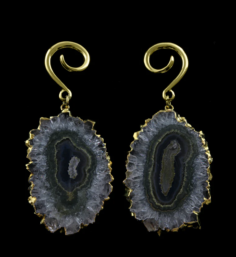 Amethyst Stalactite Brass Ear Weights Version 31