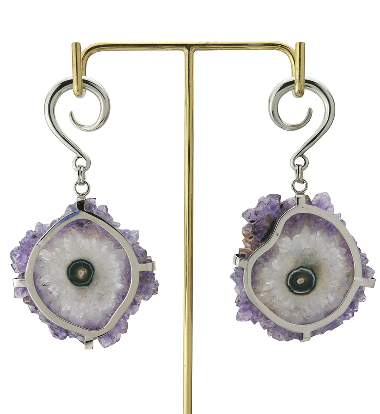 Amethyst Stalactite White Brass Ear Weights Version 5 - Image 4