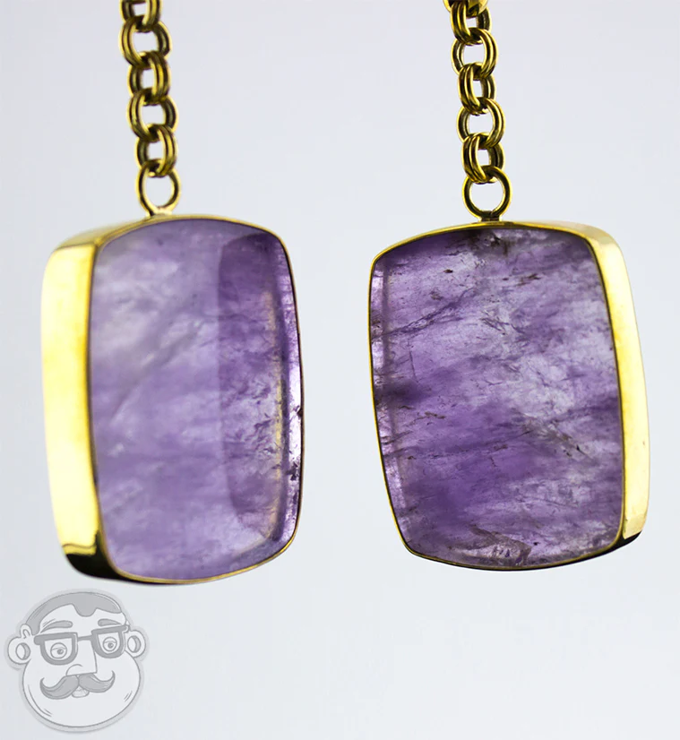 Amethyst Stone Square Brass Hangers - Image 2
