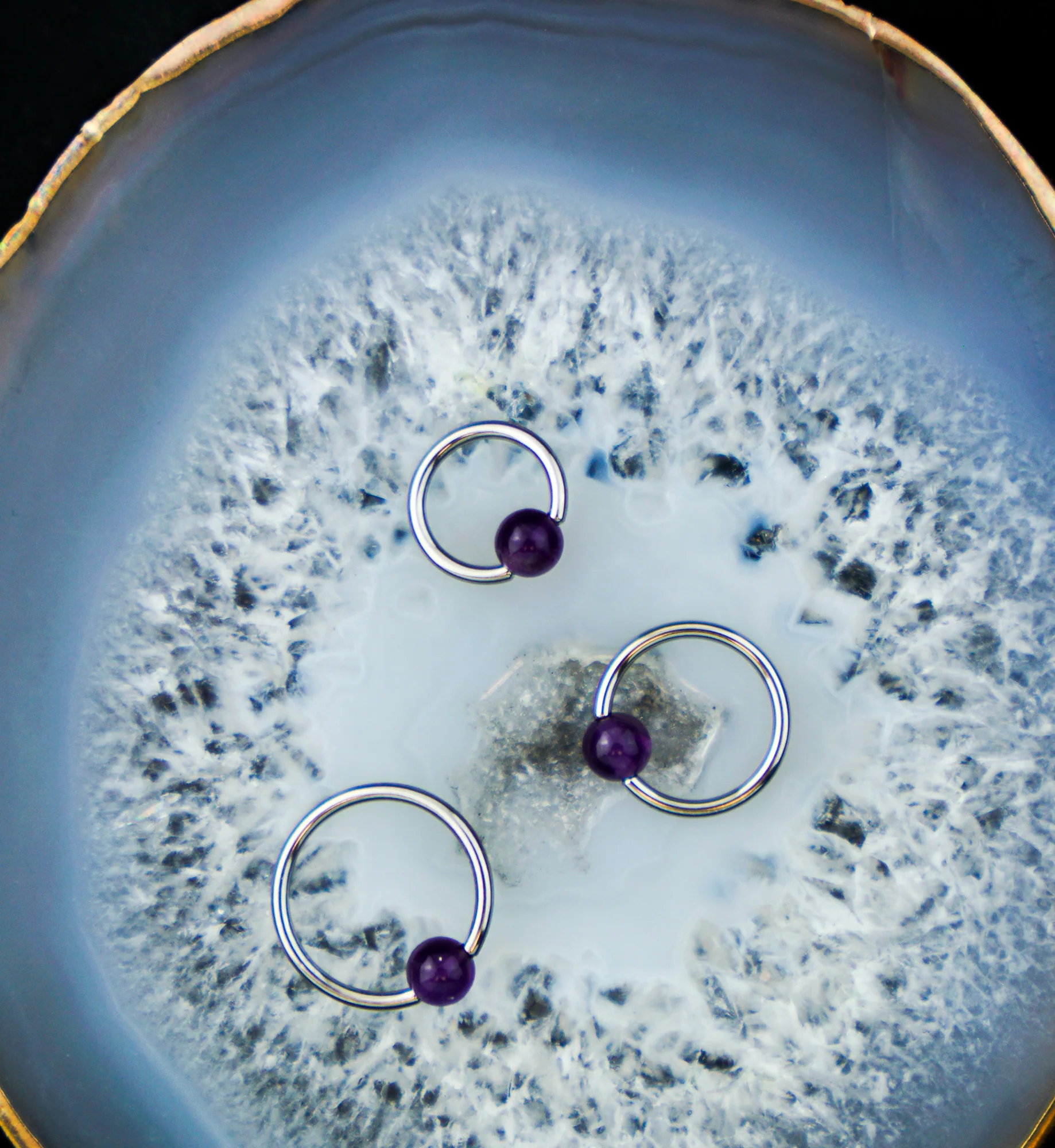 Amethyst Stone Titanium Captive Bead Ring - Image 2
