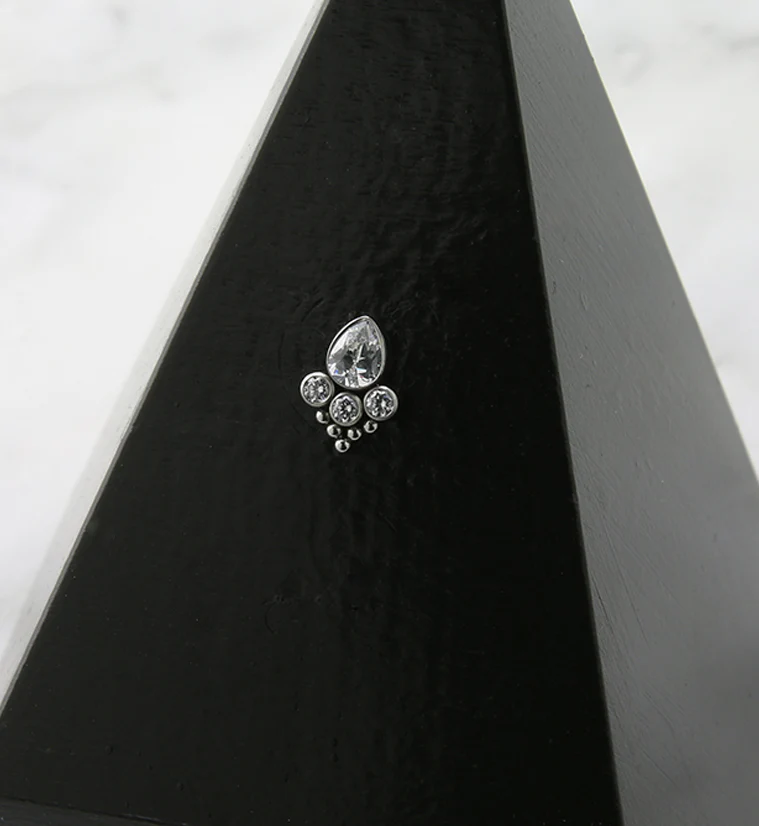 Amulet Beaded Clear CZ Titanium Threadless Top - Image 2
