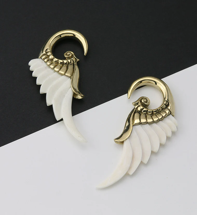 Angel Wing Brass Ear Weights - Image 2