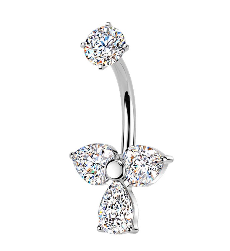Angelic CZ Stainless Steel Internally Threaded Belly Button Ring