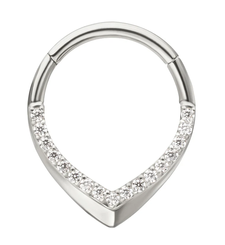 Angled Point CZ Titanium Hinged Segment Ring