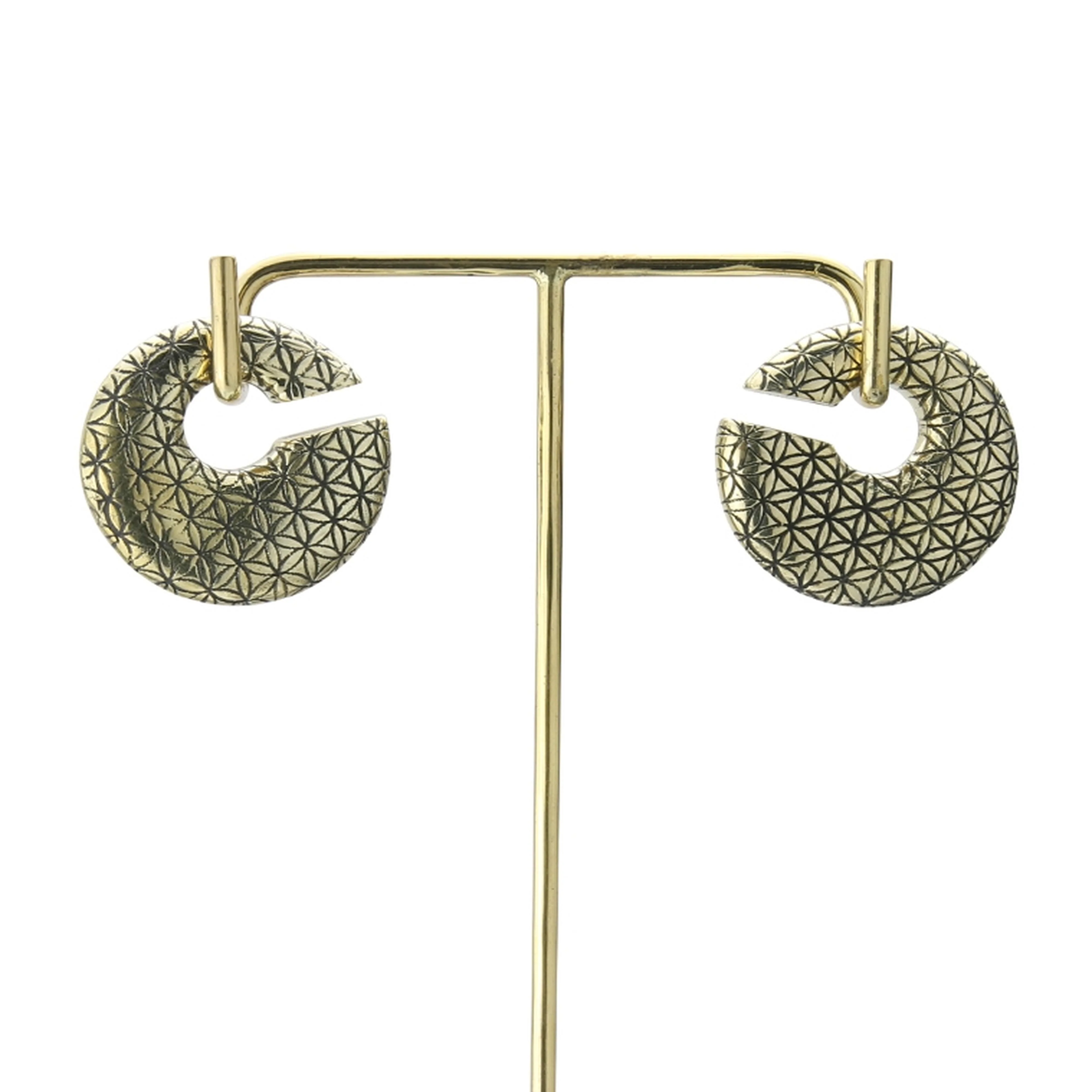 Annular Flower of Life Brass Ear Weights - Image 2