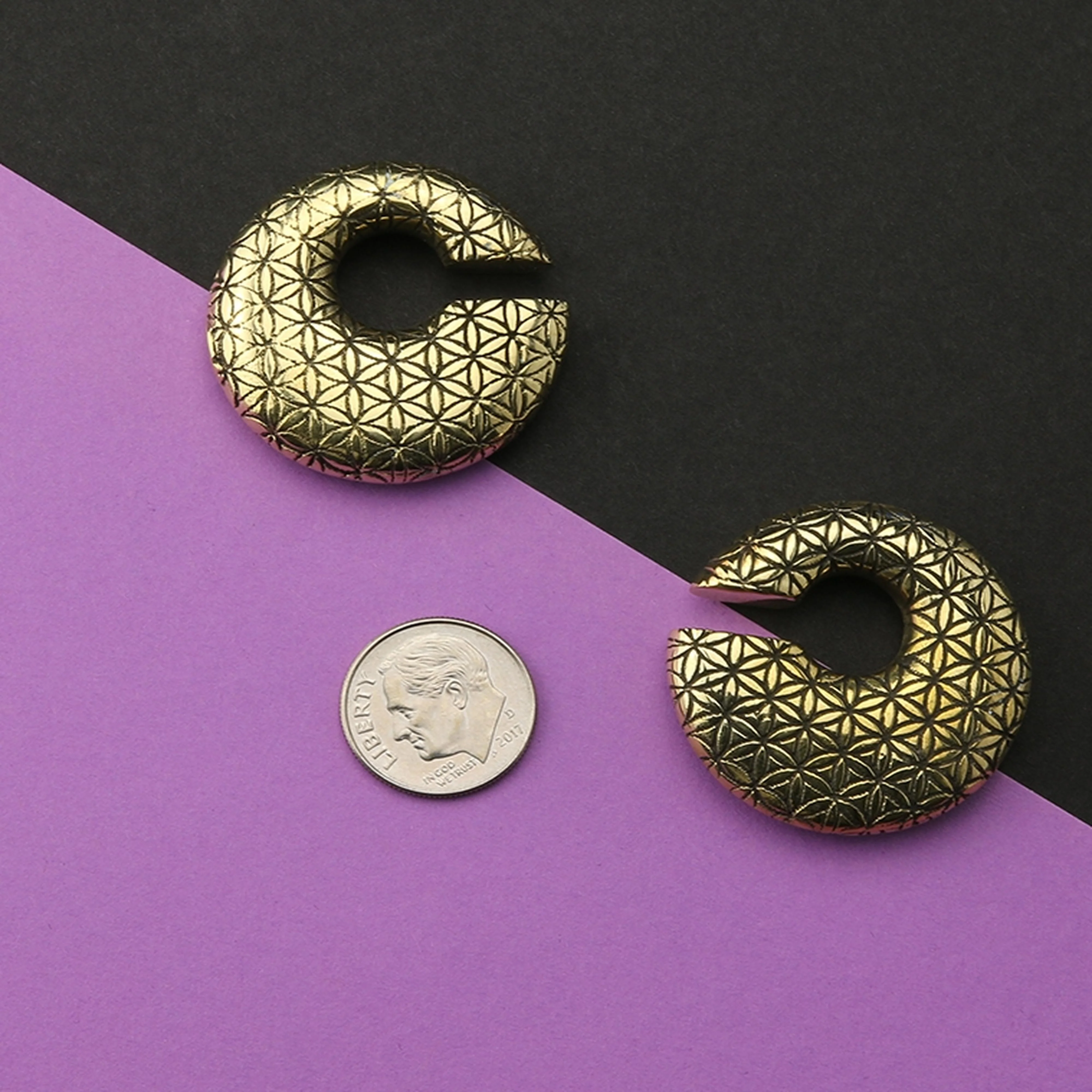 Annular Flower of Life Brass Ear Weights - Image 3