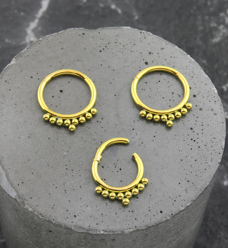 Anodized Gold Titanium Fuse Hinged Segment Ring - Image 2