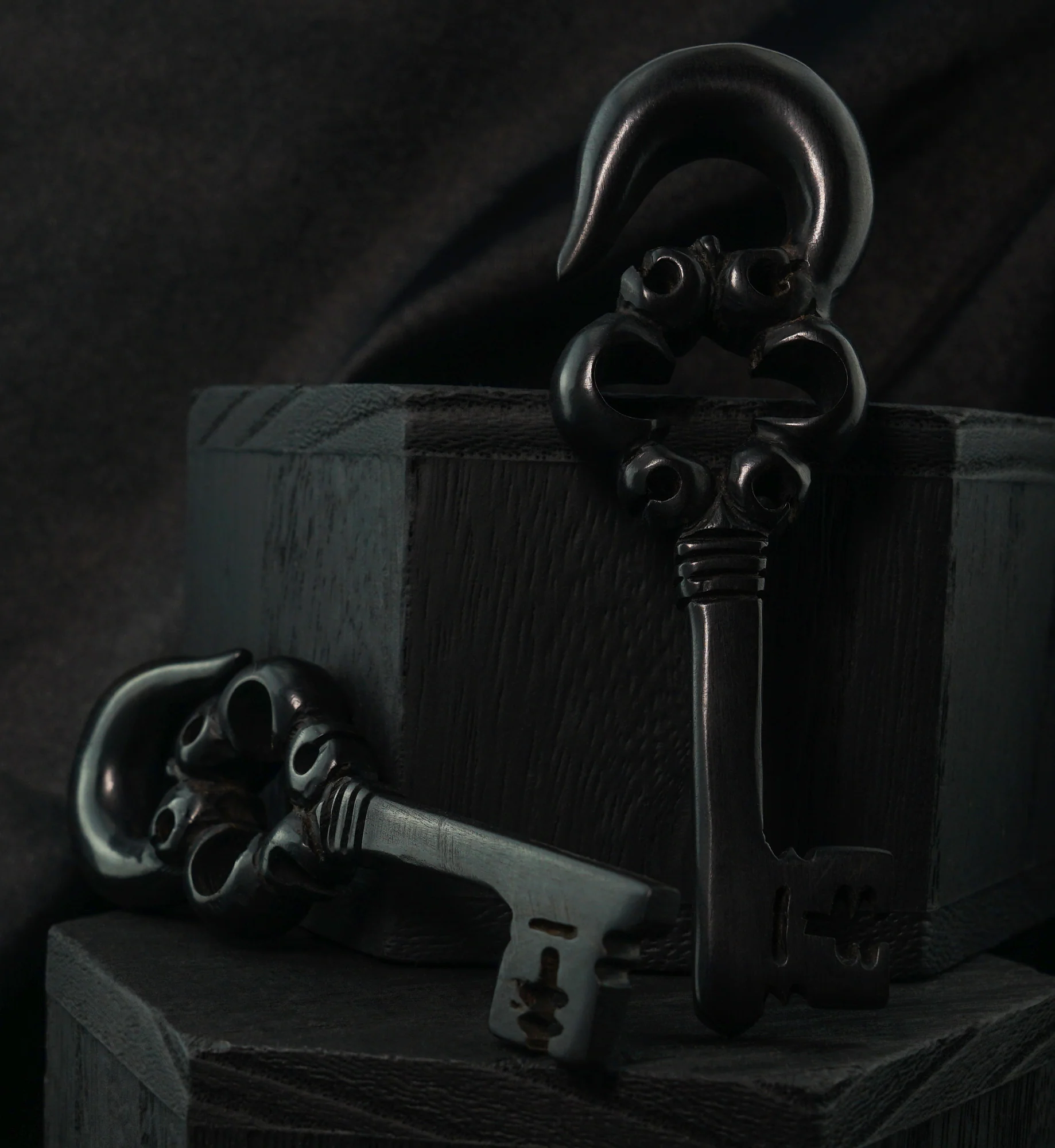 Antique Key Areng Wood Hangers - Image 2