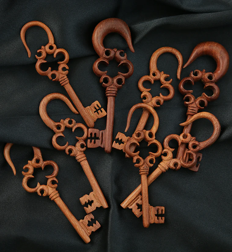Antique Key Saba Wood Hangers - Image 3
