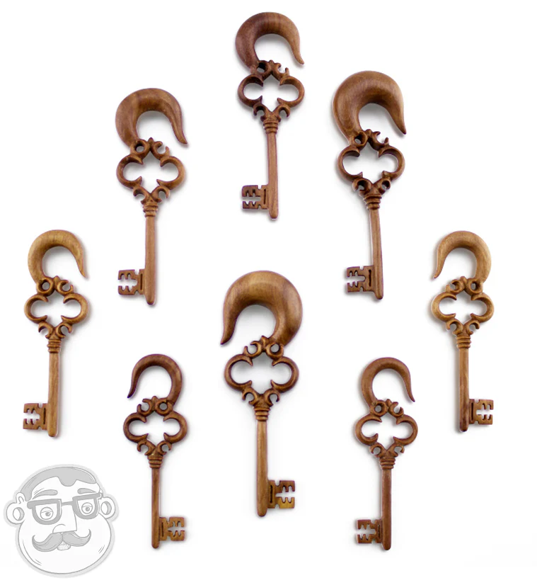 Antique Key Saba Wood Hangers - Image 5