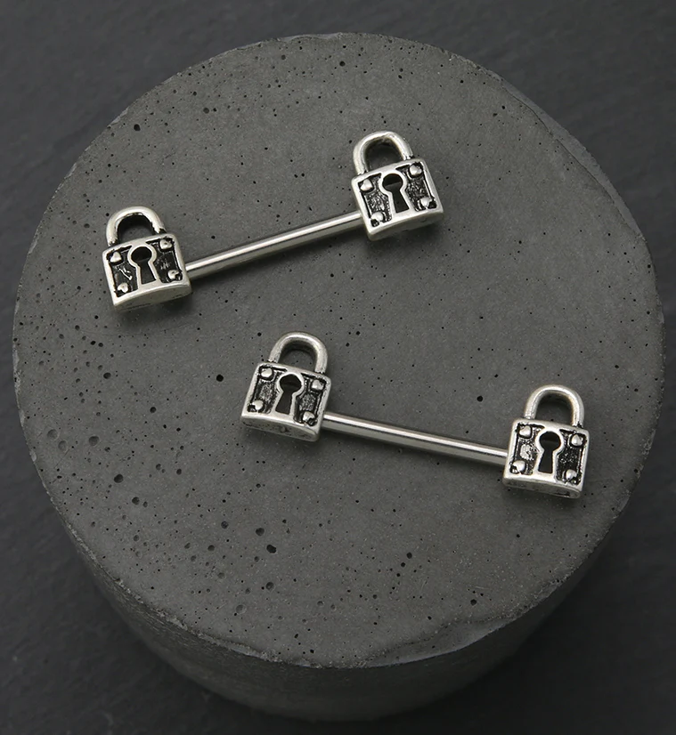 Antique Lock Stainless Steel Nipple Barbell - Image 2