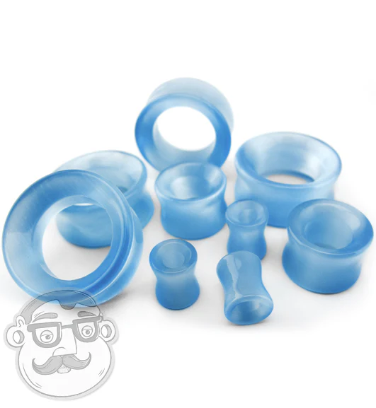 Aqua Cat's Eye Glass Concave Tunnel Plugs - Image 6